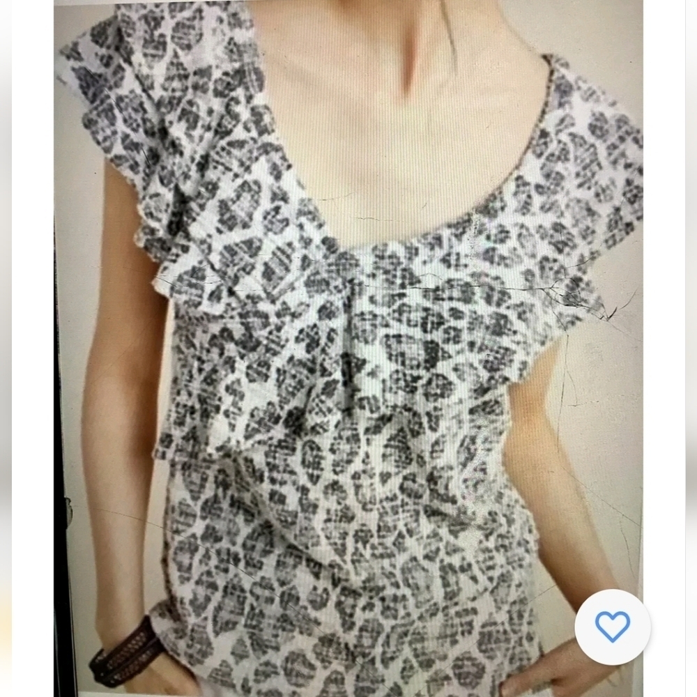 Anthropologie Dolan‎ tweed Savanah asymmetrical ruffle top Size Med